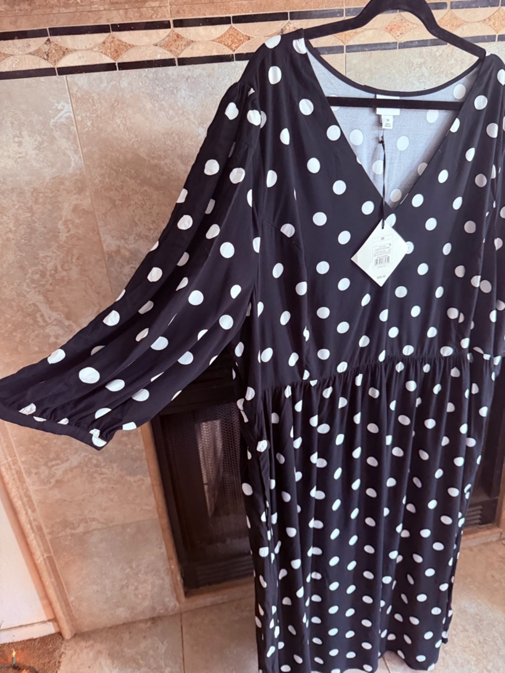 Ava & Viv Black and White Polka Dot Midi Dress - Picture 3 of 10